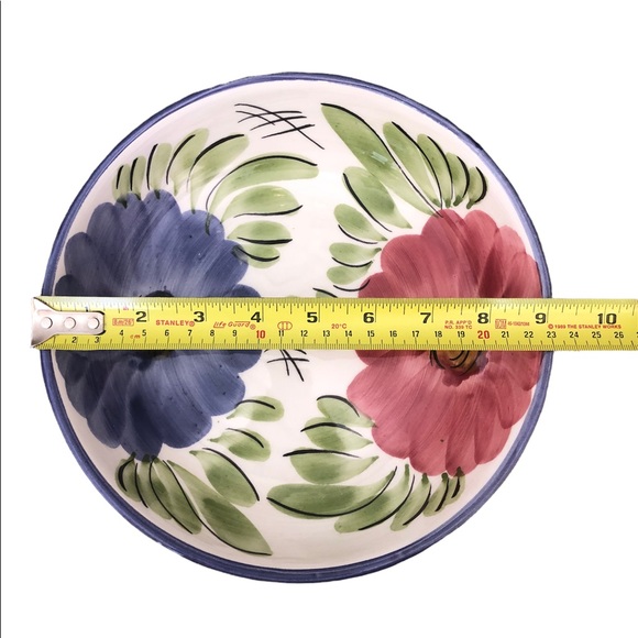 Hand Painted 9” Bowl. 2” deep. Beautiful floral design. No chips, no cracks - Picture 2 of 4
